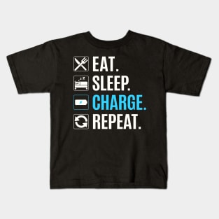 Eat Sleep Charge Repeat T-Shirt Low Battery Kids T-Shirt